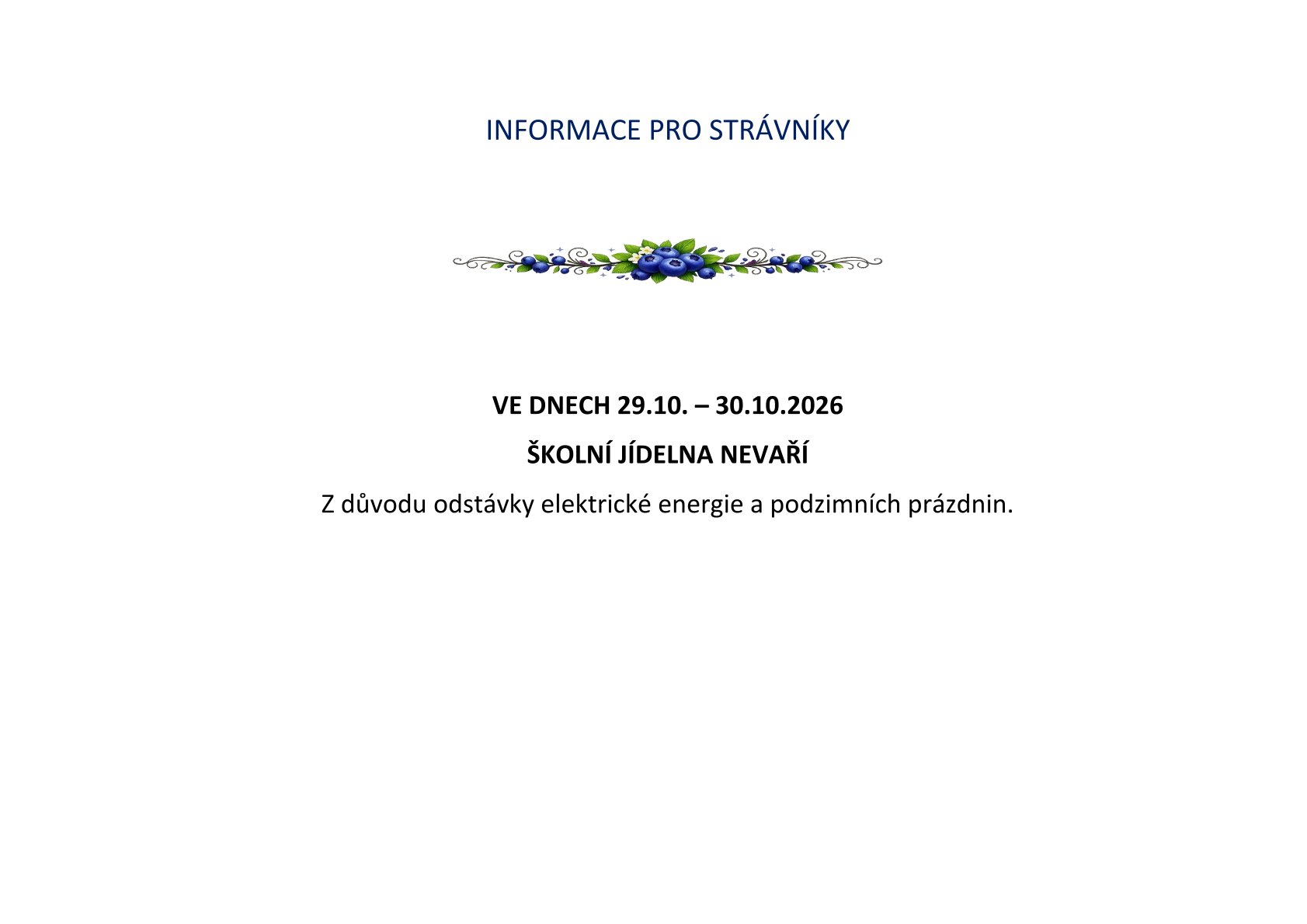 INFO podzimní prázdniny 2